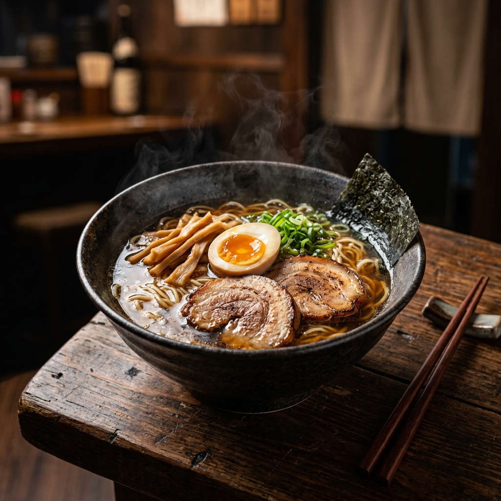 Shoyu Ramen — authentische Portionsgröße, professionell fotografiert
